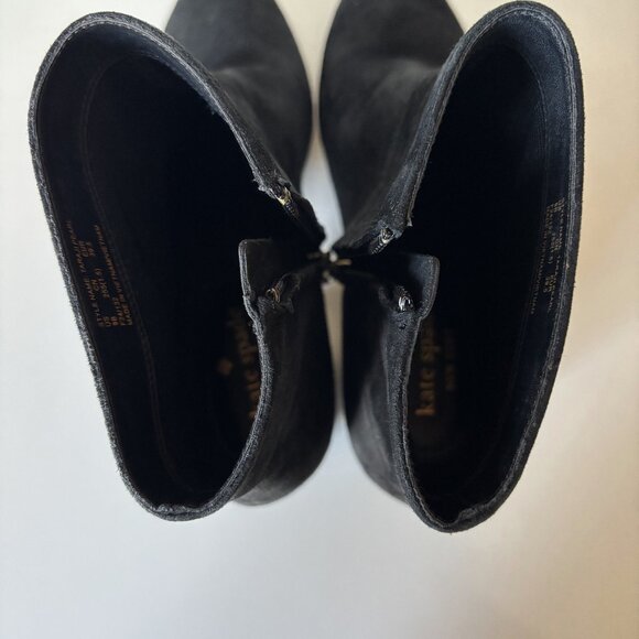 Kate Spade Size 9B Black Suede Ankle Boot Zipper Taraji Pearl Boot Pointed Toe - Picture 6 of 9